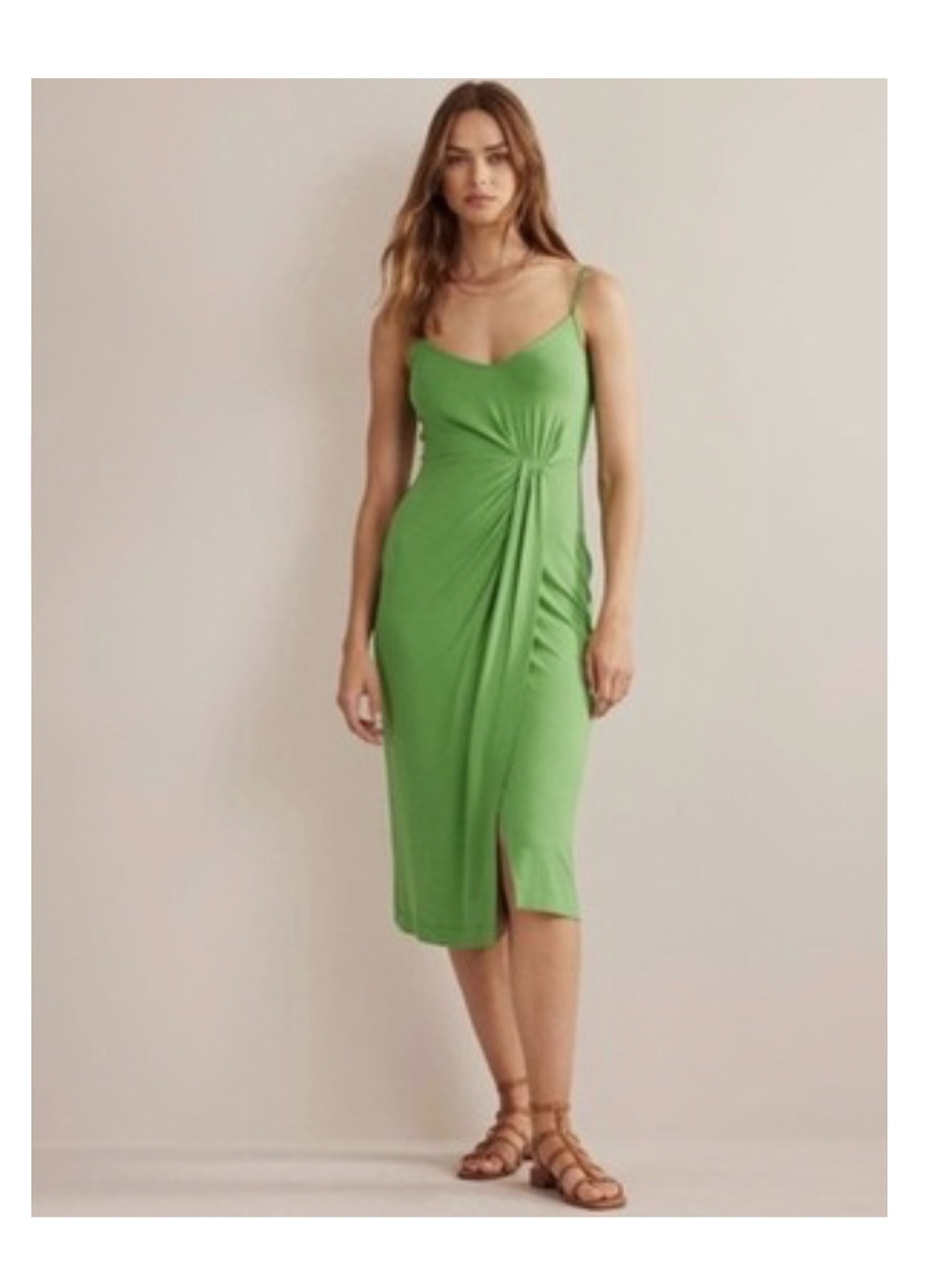 NWT BODEN Gathered Jersey Midi Dress in Green Size 8